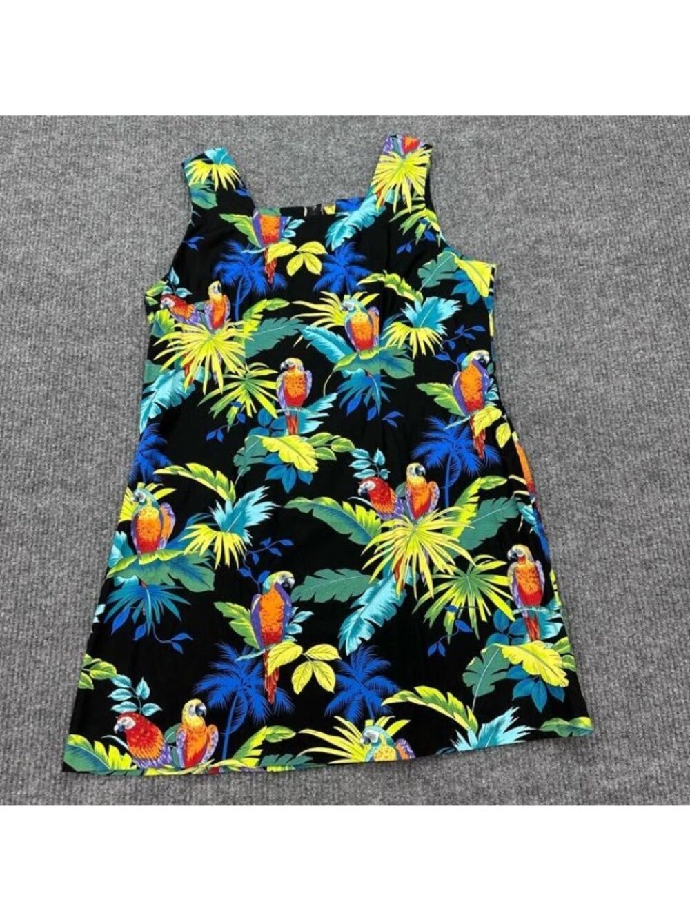 VTG Shannon Marie 100% Cotton Tropical Hawaiian Bird Leaf Print Dress Womens 2X